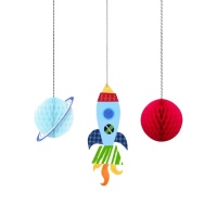 Ruimte Raket Decoratieve Hangers - 3 stuks