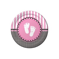 Roze Voetjes Borden 22 cm - 8 stuks