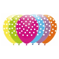 Assortiment latex ballonnen met witte stippen - 6 stuks