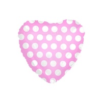 Hartvormige ballon met roze stippen 45 cm - 1 stuk