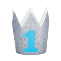 Verjaardagskroon 1 jaar met zilveren glitter