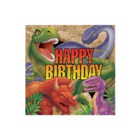 Dinosaurus T-Rex verjaardagservetten 16,5 x 16,5 cm - 16 stuks