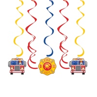 Decoratieve hangversieringen van Brandweer - 5 stuks