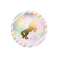 Gouden Eenhoorn Borden 22 cm - 8 Stuks