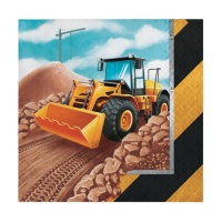 Bouw Shovel Loader servetten 12,5 x 12,5 cm - 16 stuks
