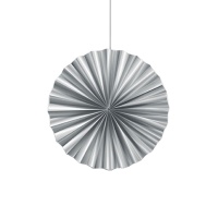 Ronde hangdecoratie van metallic zilver papier van 35 cm