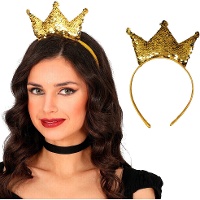 Diadeem met paillettenkroon - 1 stuk