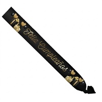 Zwarte sjerp 'Feliz Cumpleaños' met gouden details