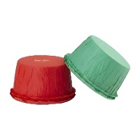 Bakvormpjes voor cupcakes van 5,5 cm in gegolfde rode en groene kleuren - Decora - 25 stuks