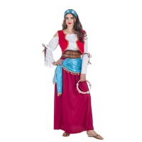 Zigeunerkostuum met blauwe hoofddoek voor vrouwen
