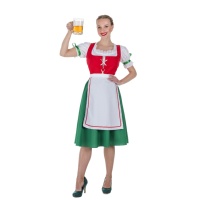 Duits Oktoberfest kostuum in rood en groen voor vrouwen