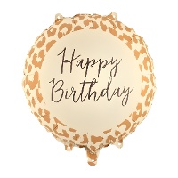 Ballon met 'Happy Birthday' en luipaardprint, 35 cm