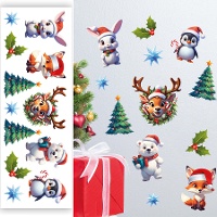 Zelfklevende muurdecoratie van kerstdieren 70 x 25 cm