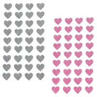 Hartvormige glitterstickers van 1,1 cm - 36 stuks