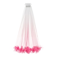 Bruidssluier van wit en roze tule
