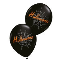Halloween latex ballonnen met spinnenweb - 6 stuks