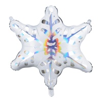 Holografische sneeuwvlok wereldbol 64 x 66 cm - PartyDeco