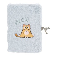 Dagboek van de kat met grijs pluche slot 13 x 19 cm - 1 stuk