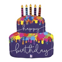 Happy Birthday taartballon met 76 cm kaarsen - Grabo