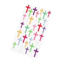 3D-kruisvormige stickers in kleuren - 32 stuks