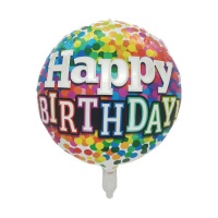 Kleurrijke 45 cm 'Happy Birthday' ballon