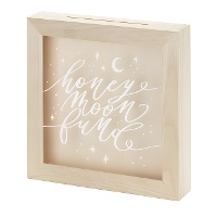 Houten spaarpot Honeymoon fund van 30 x 30 x 6 cm