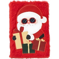 Pluchen notitieboekje met de Kerstman, 21 x 15 cm