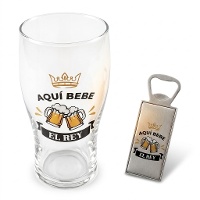 Glas van 435 ml en opener van de Koning - 2 stuks