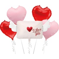 Valentijnsballonnenboeket I Love You - 5 stuks
