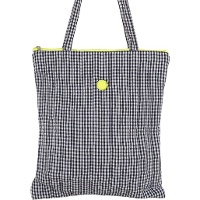 Vichy shopper van stof met neonrits