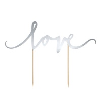 Zilveren 'Love' taarttopper - 1 stuk