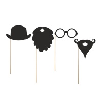 Kit voor Engelse gentleman photobooth - 4 stuks