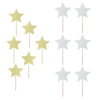 Sterrenprikkers voor cupcakes - 6 stuks