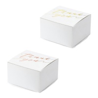 Witte vierkante doos 'thank you' van 6 cm - 10 stuks