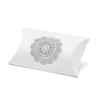 Witte doos met rozet van 10 cm - 10 stuks