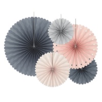 Ronde waaierhangers in vier kleuren - 5 stuks