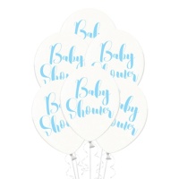 Transparante latex ballonnen voor blauwe babyshower van 30 cm - PartyDeco - 6 stuks