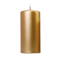 Goudkleurige gemetalliseerde kaars van 6 x 15 cm - 6 stuks