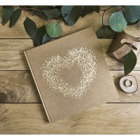 Kraft gastenboek met gouden hart tekening