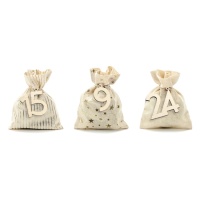 Adventskalender met zakjes en houten nummers - 24 stuks
