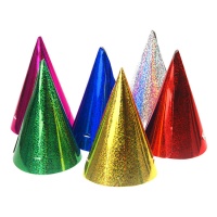 Assorti gekleurde holografische feesthoeden - 20 stuks