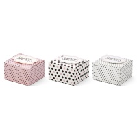 Vierkantige doos met stippen en wolken sweets - 6 stuks