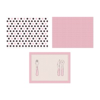 Roze individuele placemats met stippen 30 x 40 cm - 6 stuks