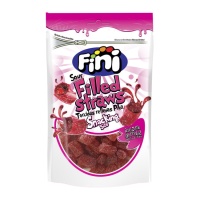 Gevulde zure aardbeien-dropstaafjes met pikante kristalsuiker in stukjes van 165 gr - Fini Sour Filled Straws