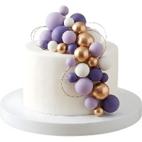 Taarttopper met lila, gouden en witte bolletjes - 32 stuks