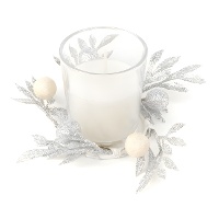 Kaars met versierd kerstglas van 10,5 x 6,6 cm