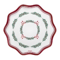 Schaal van 33 cm met maretak en rood lint - 2 stuks