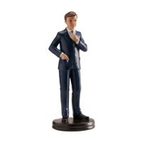 Figur voor taart van Mijn Eerste Communie jongen in blauw pak - 15 cm