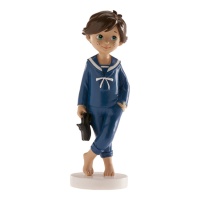 Taarttopper figuur van mijn Eerste Communie jongen matroos blootvoets - 13 cm
