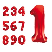 Rode nummerballon van 86 cm - 1 eenheid